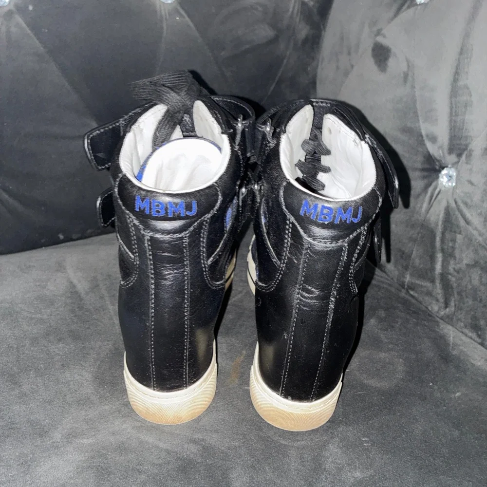 Marc by Marc Jacobs Blue Lace Leather Wedge Sneakers High Top MBMJ Shoes